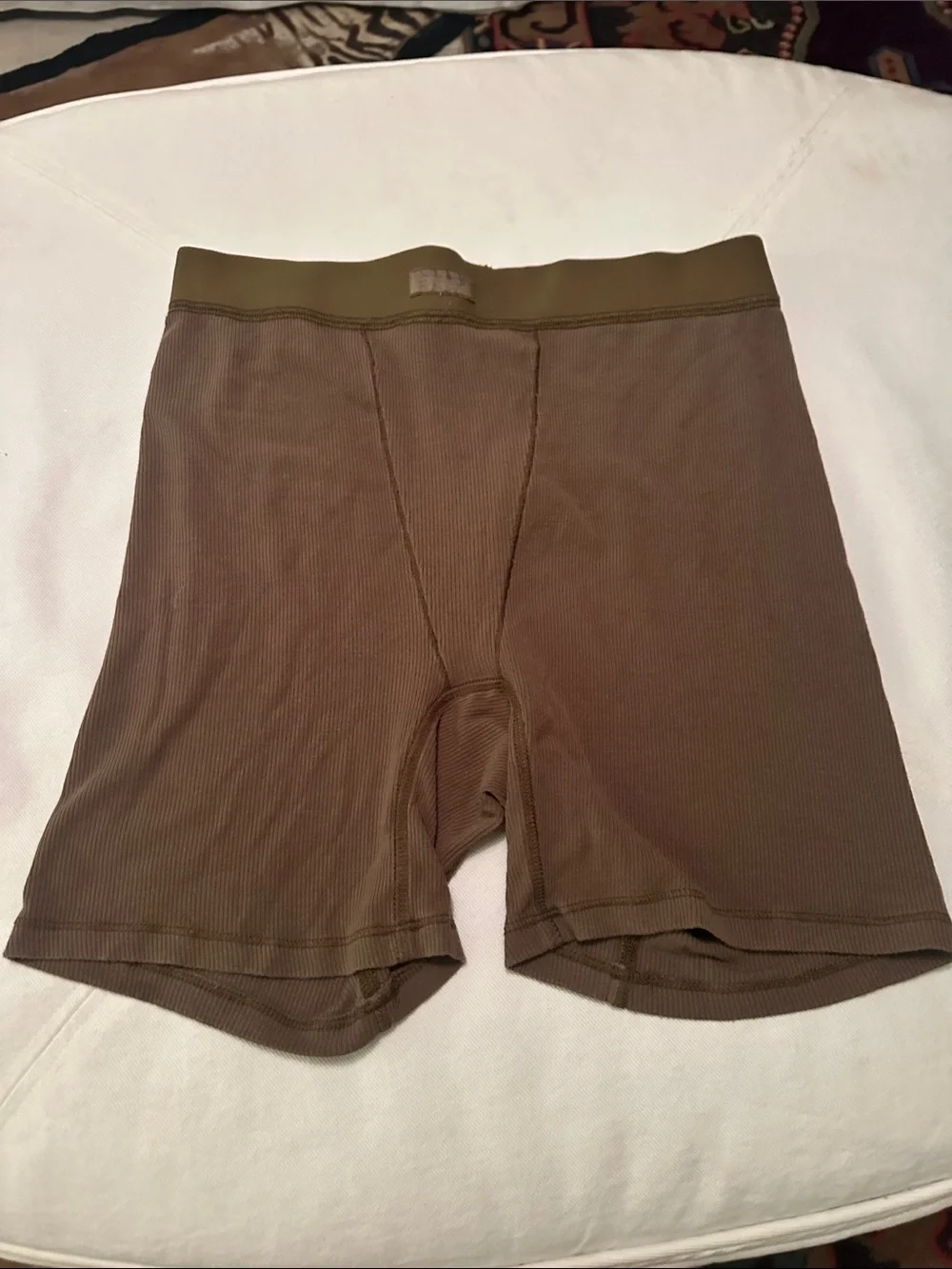 SKIMS Olive Brown Ribbed Boxer Briefs